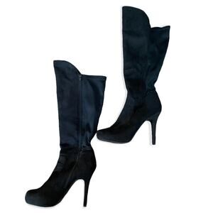 Madeline Girl Black Suede Knee High Boots Size 8.5
